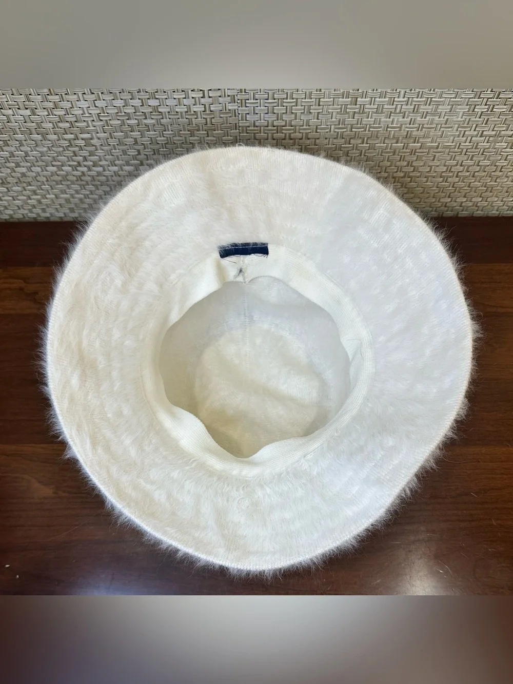 VTG 1980s-90s Kangol Furgora Casual Bucket Hat White Fluffy Angora Blend M
